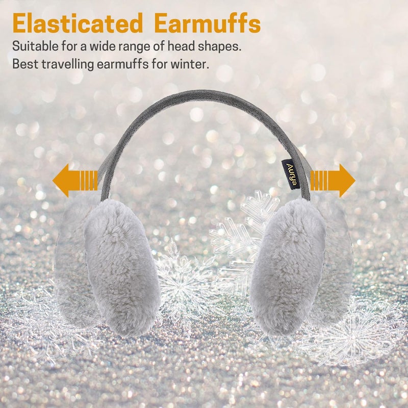 Aurya Kids Classic Ear Warmers/Earmuffs-Winter Faux Fur Warm Ear Muffs for Boys and Girls (Grey) - Image 4